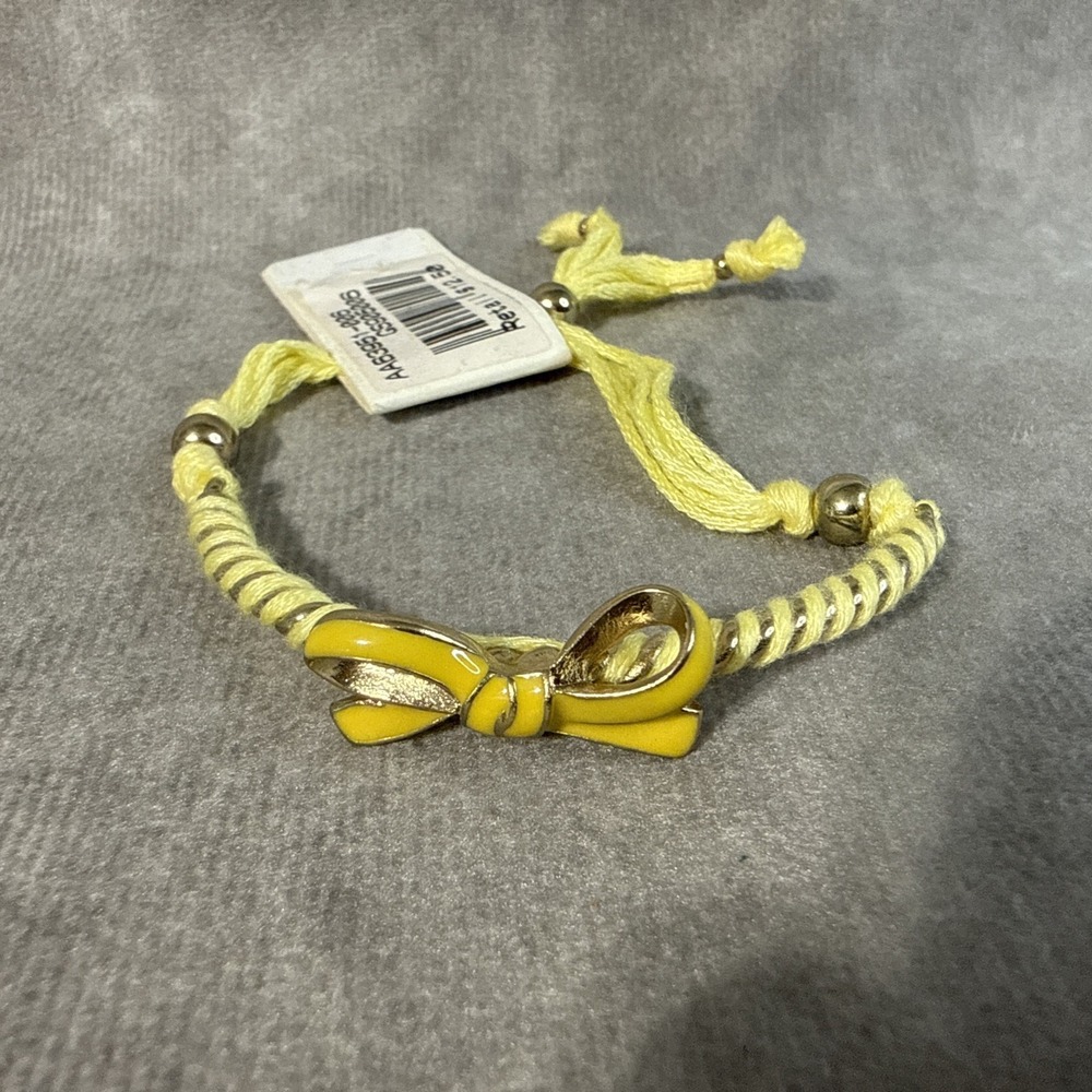 Redwood Bracelet Yellow Acrylic‎ Gold Tone Cord Adjustable